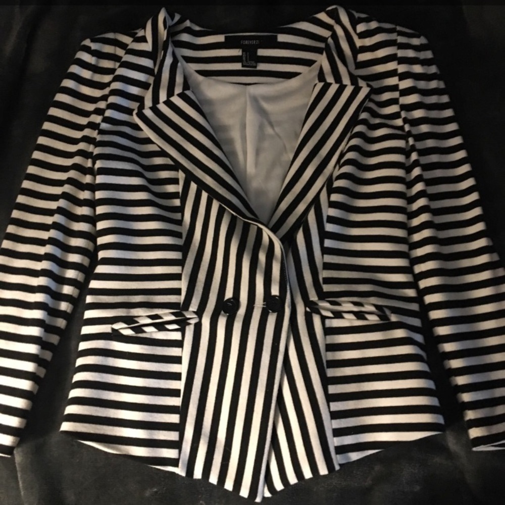 Black and white striped blazer